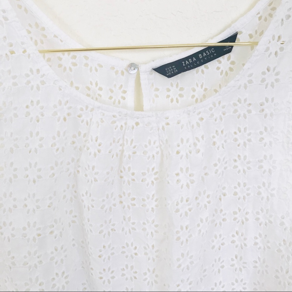 Zara basic crochet white sleeveless tank medium - Picture 3 of 7